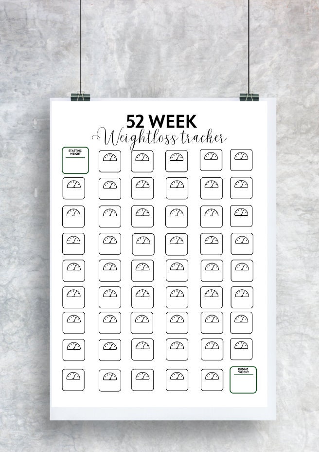 Table 52 Week Track 52 Week Weight Loss Tracker Printable (digital Download) - Etsy Australia