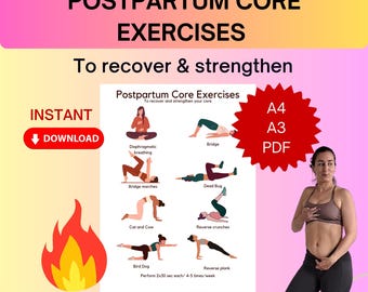 Postpartum Core Recovery Flashcard | Diastasis Recti Exercises (PDF)