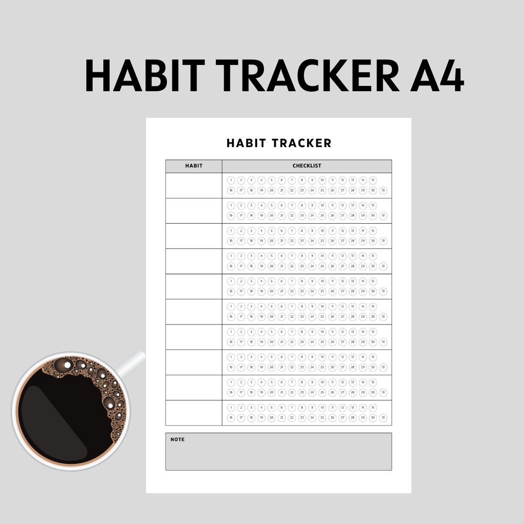 Monthly Habit Tracker Printable Vertical, Habit Tracker Template, Daily ...