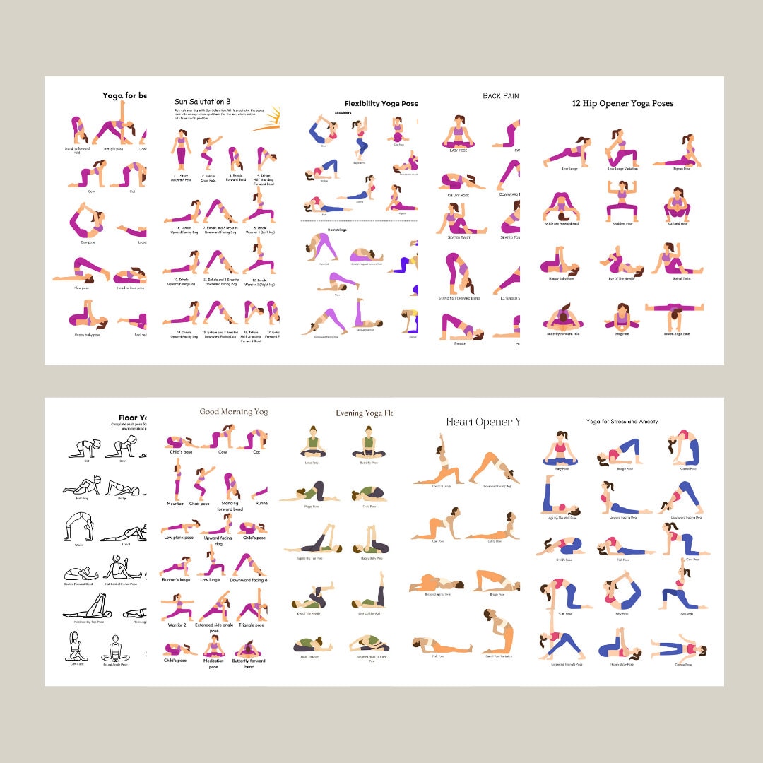 Yoga Poses Bundle 10 Pages Printable,digital Download Yoga Poses ...
