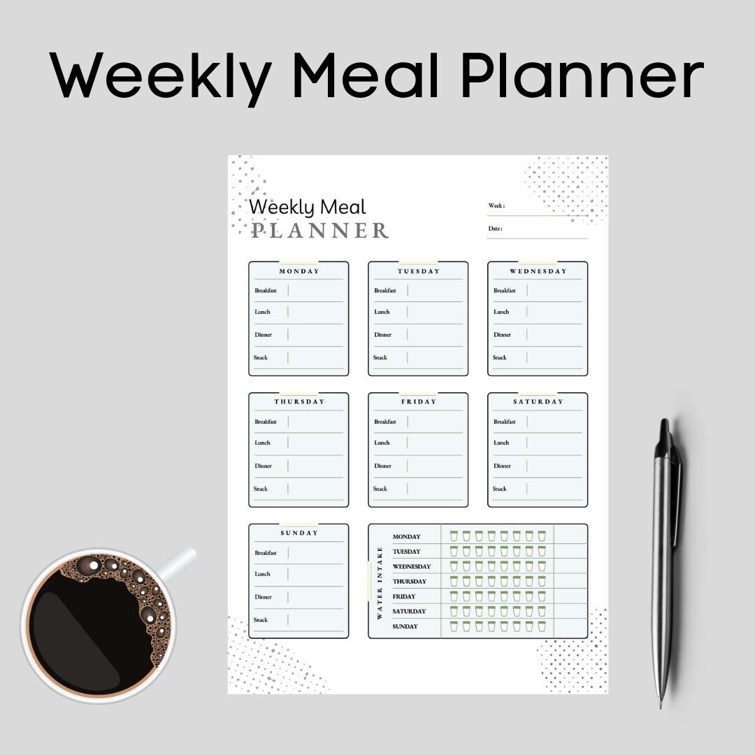 Weekly Meal Planner Printable Page PDF, Money Saver Planner for Meals