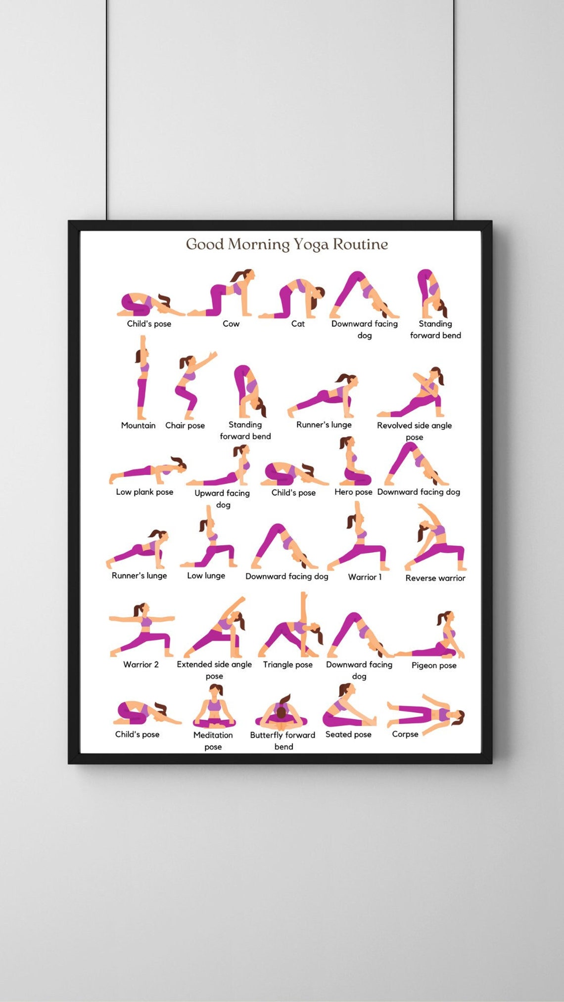 Morning Yoga Routine Printablemorning Yoga Poses 30 Yoga - Etsy Australia