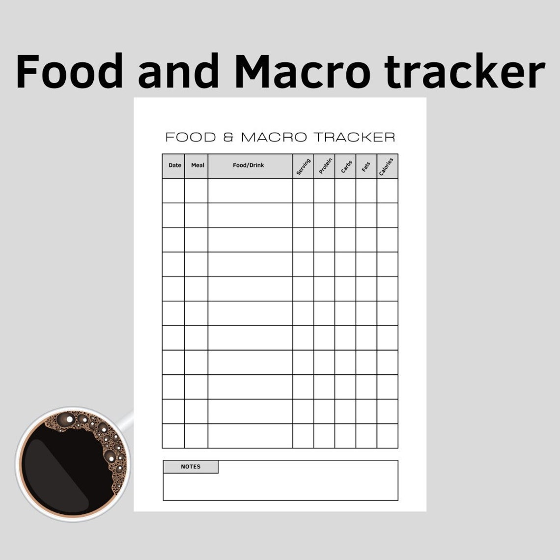 Food and Macro Tracker, Macronutrient and Calorie Planner,daily Calorie Journal Printable, Macro ...