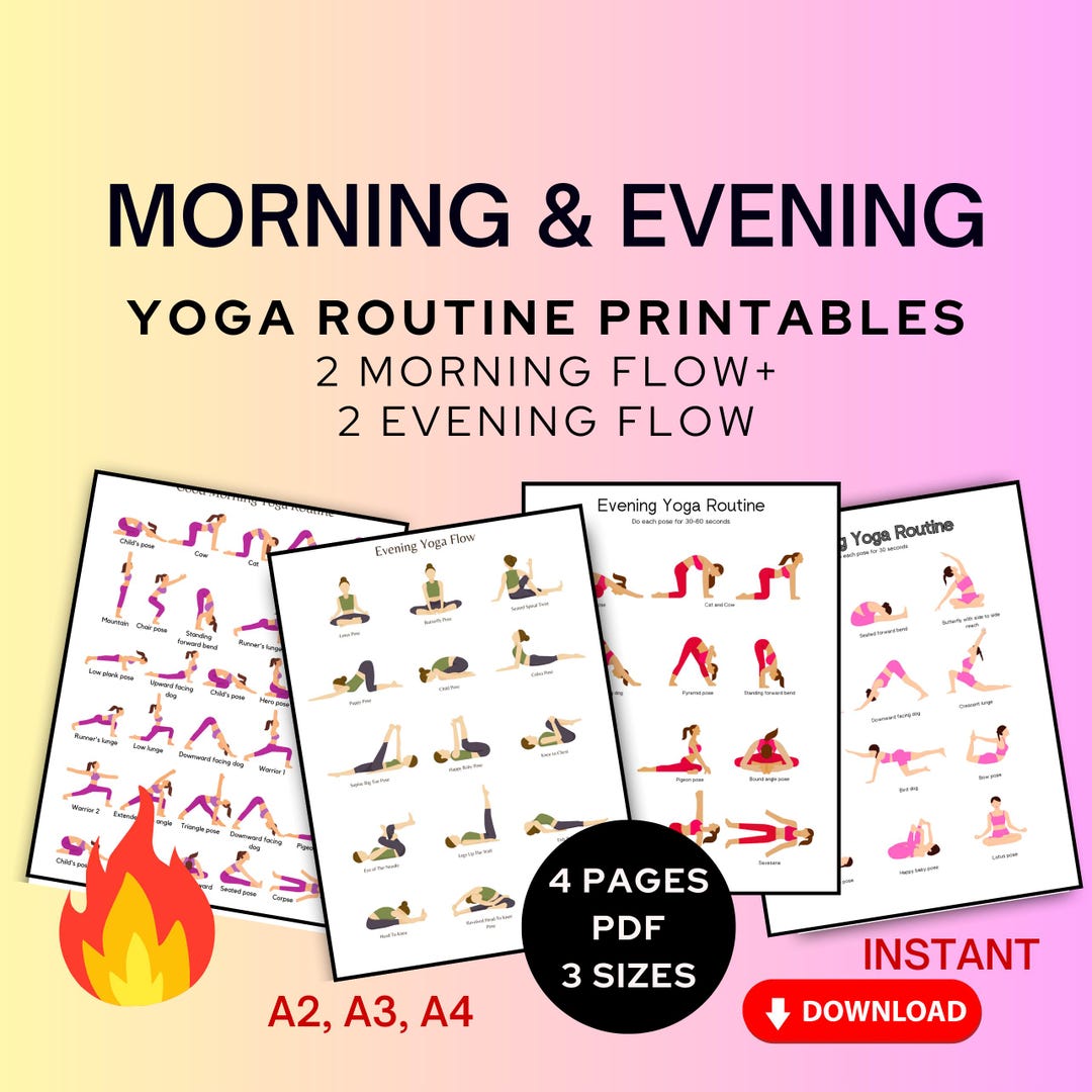 Yoga Routine On Paper Morning and Evening Yoga Routine, Poses Printable (PDF) - Etsy Australia