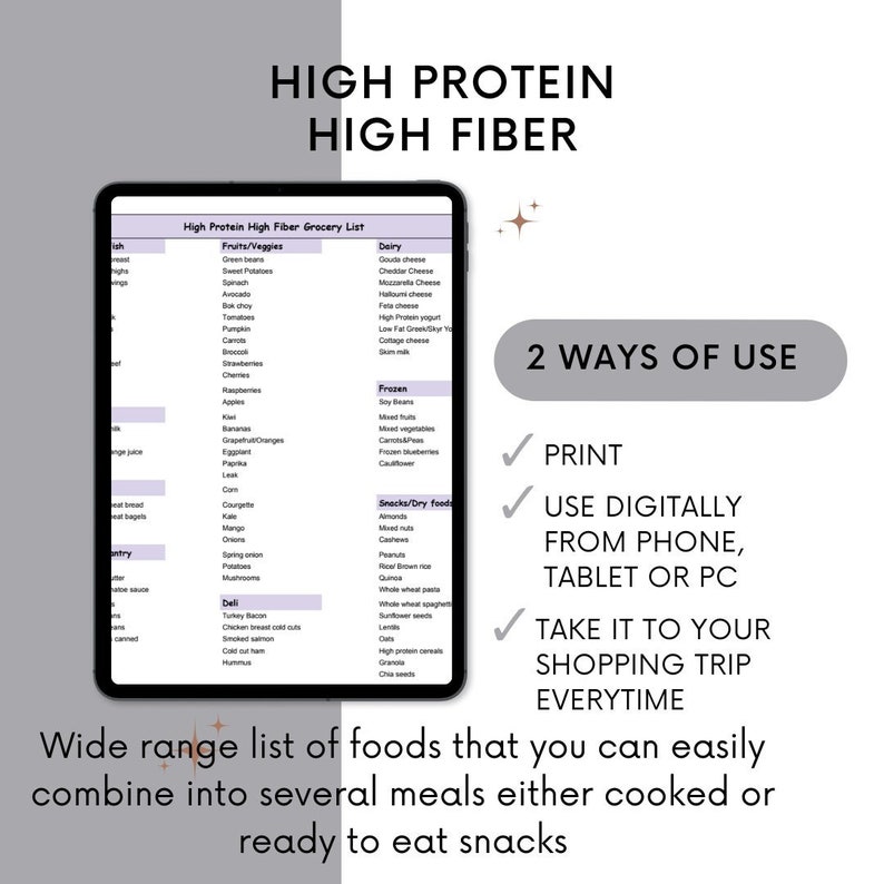 Inköpslista med högt protein- och fiberinnehåll | Muskeluppbyggnad, viktminskning (PDF) bild 2