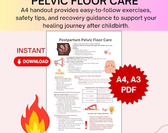 Postpartum Pelvic Floor Recovery Flashcard – Printable A4 Handout for Healing & Core Strength