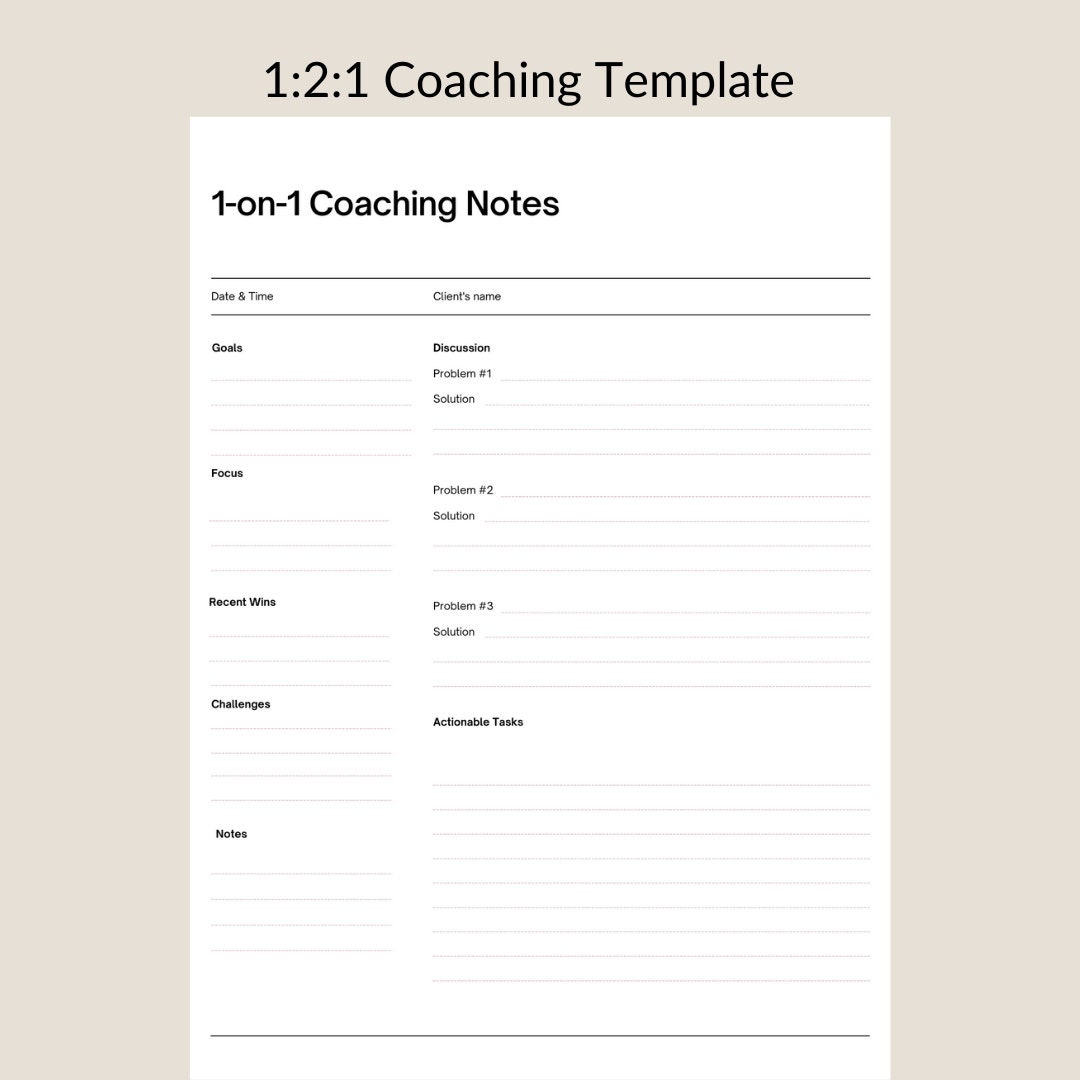 Client Coaching Template Client Session Tracker Form digital Coaching