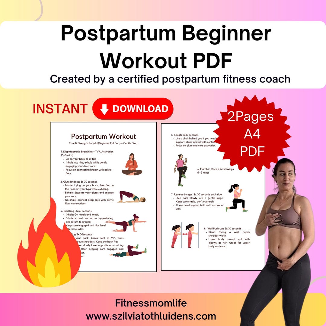 Fitness Core Exercises Postpartum Postpartum Beginner Workout PDF