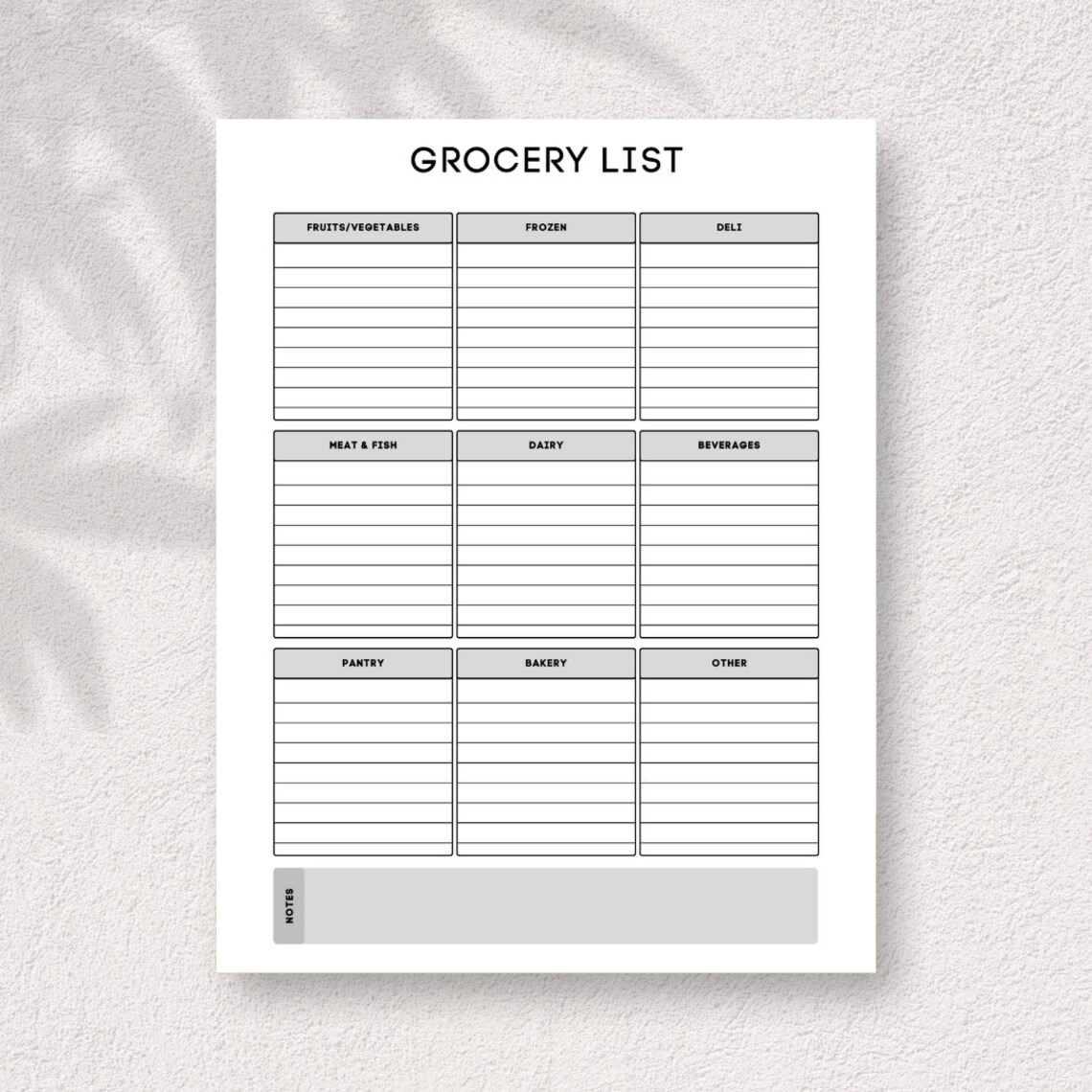 Organized Grocery List Printable,shopping List Planner,weekly Groceries ...