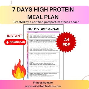 Einfacher 7-Tage-Speiseplan mit hohem Proteingehalt, Auf einen Blick Die wöchentliche Diät, gesunder Mahlzeitenplaner für Gewichtsverlust, Muskelaufbau, sauberes Essen und Fitnessziele