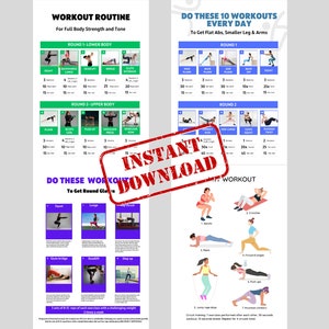 Full Body Home Workout Printable Bundle 4 Pages,daily Strength Training ...