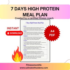 Einfacher 7 Tage Planer mit hohem Proteingehalt, Auf einen Blick Diet, Wöchentlicher Planer für gesunde Mahlzeit zum Abnehmen, Muskelaufbau, Clean Eating & Fitness Zielen