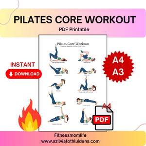 Poster d'entraînement Pilates Core | Routine abdominale pour débutants (téléchargement numérique) image 1