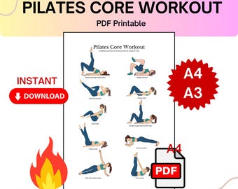 Pilates Core Workout Poster | Beginner Ab Routine (Digital Download)