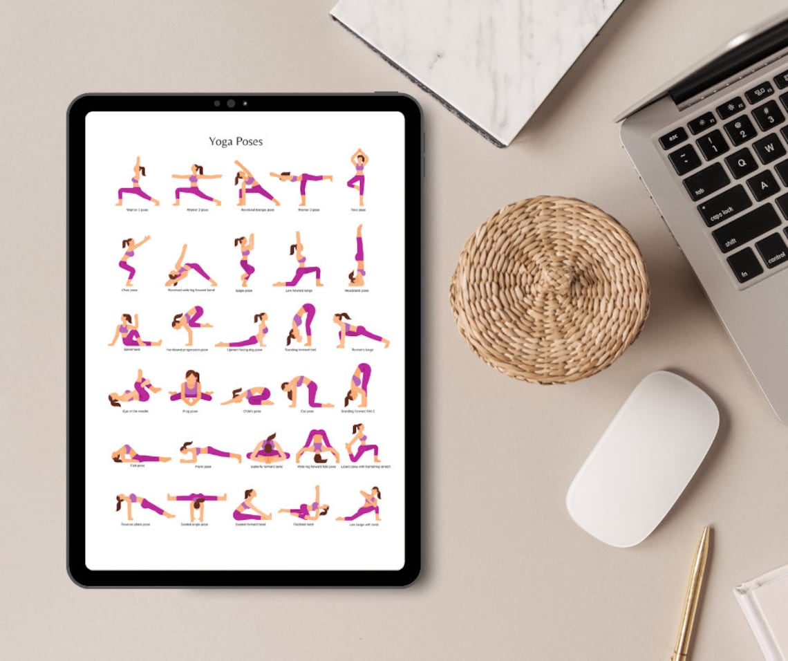 30 Yoga Poses Printable Poster,digital Download Yoga Poses Poster,yoga ...