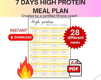 7-Day High Protein Meal Plan, Healthy Diet for Fitness (PDF)