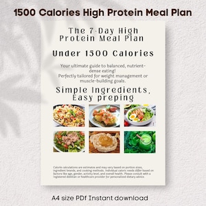 7-Day High Protein Meal Plan Under 1500 Calories for Weight Loss & Muscle Building with Fiber-Rich Recipes