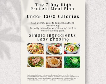 7-dagars proteinrik måltidsplan, under 1500 kalorier (PDF-mönster)