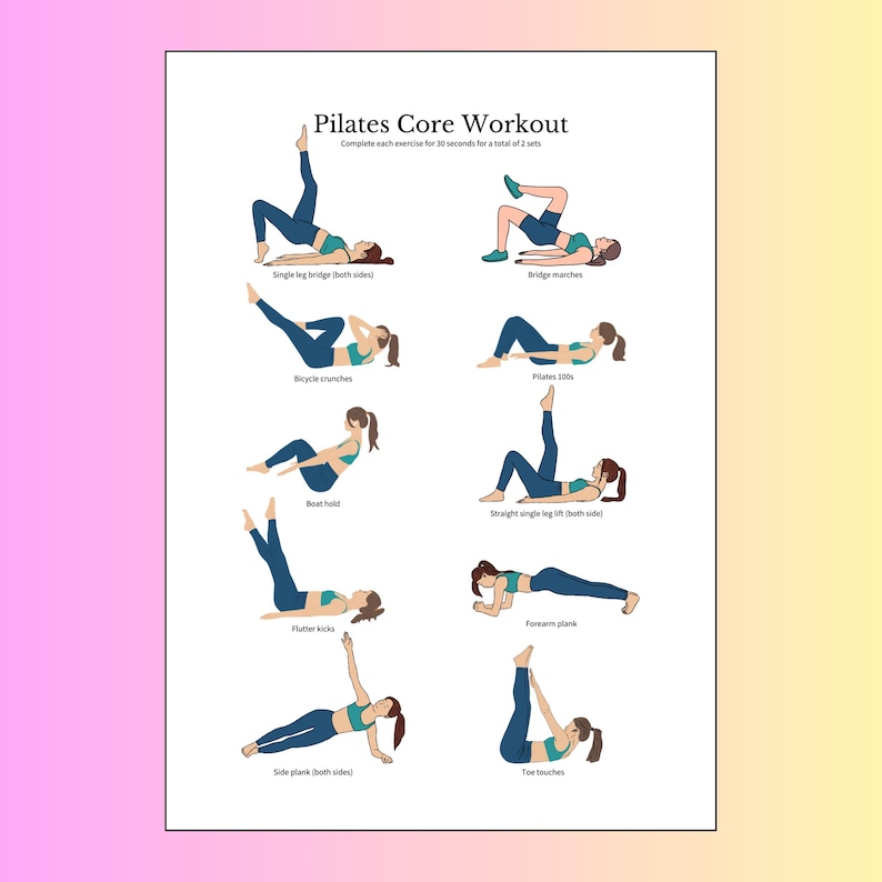 Poster d'entraînement Pilates Core | Routine abdominale pour débutants (téléchargement numérique) image 4