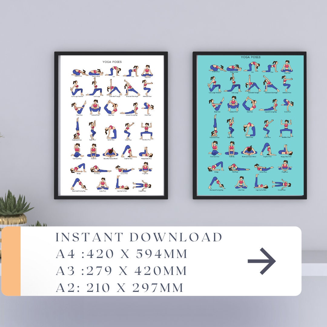 33 Yoga Poses Printable Poster,digital Download Yoga Poses Poster,yoga ...