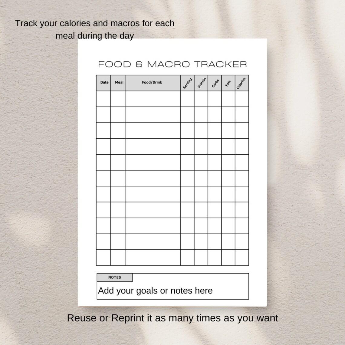 Food and Macro Tracker, Macronutrient and Calorie Planner,daily Calorie Journal Printable, Macro ...