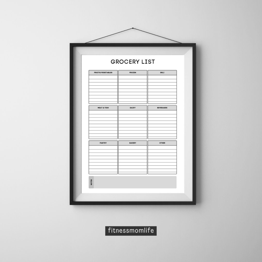 Organized Grocery List Printable,shopping List Planner,weekly Groceries ...