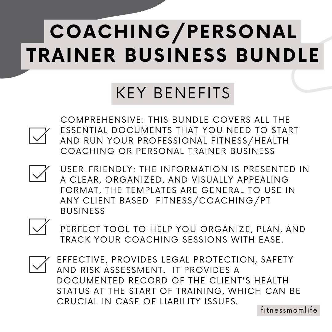 Personal Trainer Fitness Coaching Client Intake Documents Bundle ...