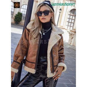 Ladies sheepskin bomber jacket clearance