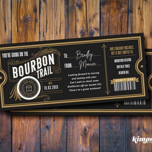 Bourbon Trail Ticket Template, Surprise Bourbon Tasting Certificate, Kentucky Bourbon Distillery Printable, Bourbon Lover Gift, Canva Edit