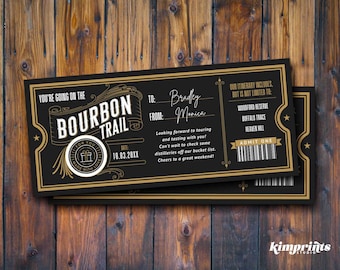 Bourbon Trail Ticket Template, Surprise Bourbon Tasting Certificate, Kentucky Bourbon Distillery Printable, Bourbon Lover Gift, Canva Edit