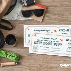 Boarding Pass Template, Surprise Trip Ticket, Surprise Vacation Printable, Holiday Travel Gift Voucher, Editable Flight Ticket, Self-Edit