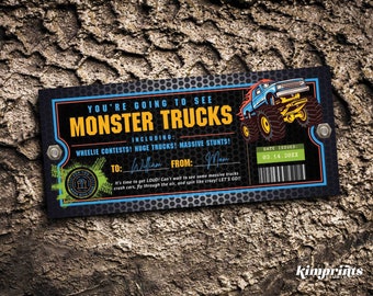 Monster Truck Show Ticket, Monster Truck Gift Idea, Surprise Monster Truck Rally, Monster Jam Fake Ticket, Monster Truck Madness, Self-Edit