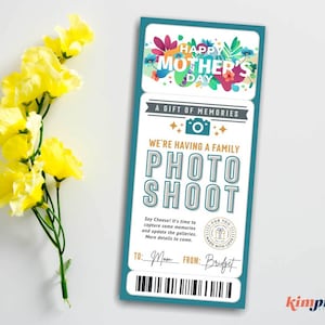 Photo Session Gift Template, Mother's Day Photo Shoot Gift Idea, Photography Session Gift Certificate, Family Photo Shoot Ticket, Canva Edit