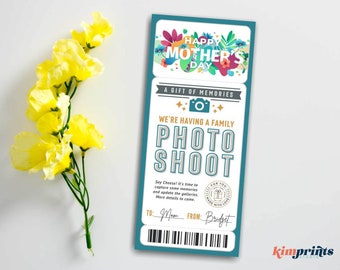 Photo Session Gift Template, Mother's Day Photo Shoot Gift Idea, Photography Session Gift Certificate, Family Photo Shoot Ticket, Canva Edit