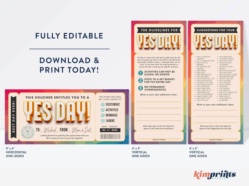 Yes Include Us Yes Day Bundle, Kids Best Day Ever Tickets, Yes Day Gift Certificate ...