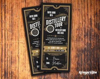 Distillery Tour Ticket Vorlage, Überraschungs-Bourbon-Verkostungszertifikat, Kentucky Bourbon Distillery Printable, Bourbon-Liebhabergeschenk, selbst bearbeitet