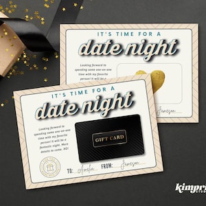 Datum Nacht Geschenk Kartenhalter Vorlage, DIY romantische Valentinstag/Jahrestag/Hochzeit Geschenk Idee, druckbare Spaß Datum Nacht Einladung, Selbst bearbeiten