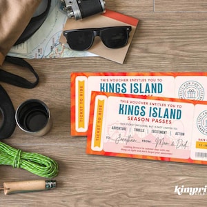 Vergnügungspark Saison Pass Vorlage, Achterbahn Themenpark Geschenkgutschein, Kinder Geschenkidee, druckbare Vergnügungspark Ticket, Selbst bearbeiten