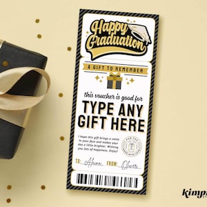 Plantilla de vale de regalo personalizado de graduación, certificado de graduación, cupón imprimible de graduación, regalo sorpresa de graduación, cualquier regalo, autoedición