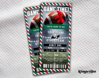Football Ticket Template, Football Christmas Gift Certificate, Editable NFL Game Ticket, Printable College Football Game Voucher, Self-Edit
