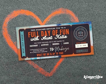 Fun Day Ticket Template, Yes Day Souvenir, Kids Special Experience Gift Certificate, Custom Printable Voucher, 9x4 Digital File, Canva Edit