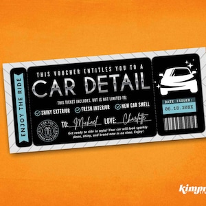 Auto Detail Ticket Vorlage, Auto Detailing Geschenkgutschein, Auto Detail Überraschung enthüllen, Auto Geschenk druckbare Gutschein, digitale Datei, Canva Edit