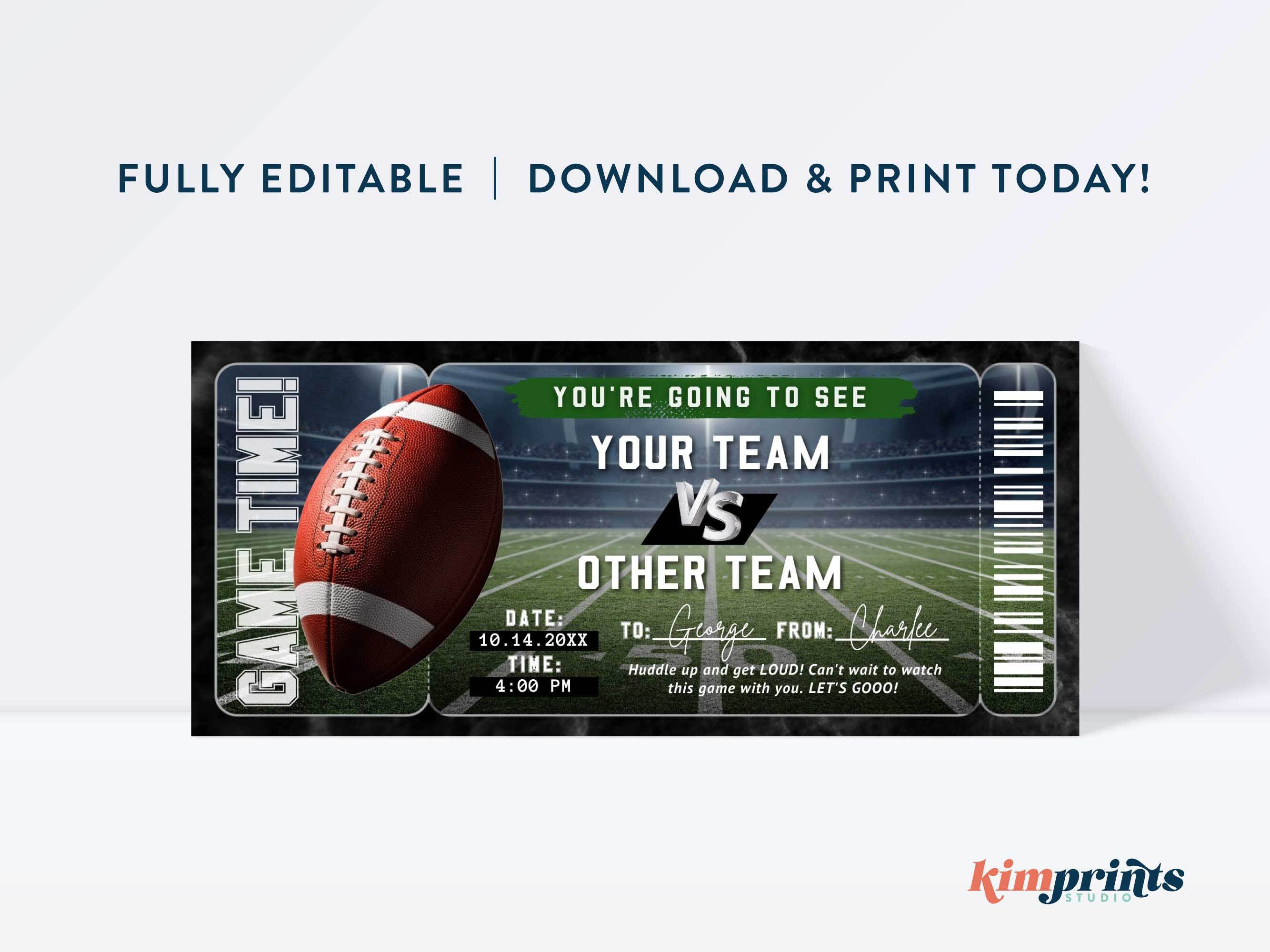 Football Ticket Template Football Gift Certificate Editable Etsy Football Ticket Template Football Gift Certificate Editable Etsy