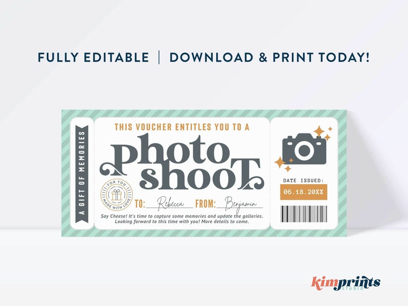 Photo Shoot Ticket Template Surprise Photo Session - Etsy