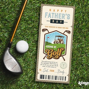 Golfticket-Vorlage, Vatertags-Golfgeschenkgutschein, Runde Golf-Gutschein, Überraschungs-Golfreise-Geschenk, digitale Datei, zum Selbstbearbeitung