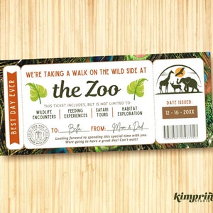 Zoo Trip Ticket Template, Wild Life Gift Certificate, Surprise Zoo Trip ...