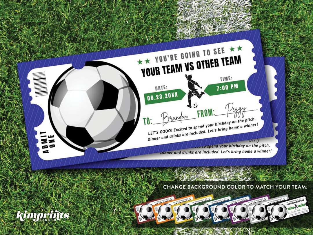 Soccer Ticket Template, Soccer Gift Certificate, Editable NPSL Game