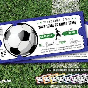 Soccer Game Ticket Template, Soccer Gift Certificate, Editable NPSL Game Ticket, Printable MLS Gift, Surprise Soccer Game Reveal, Self-Edit