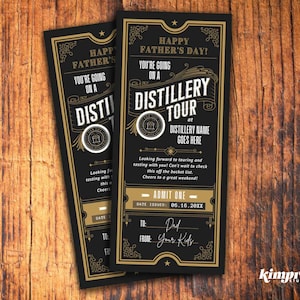 Distillery Tour Ticket Template, Fathers Day Bourbon Tasting Gift Certificate, Bourbon Distillery Printable, Bourbon Lover Gift, Self-Edit