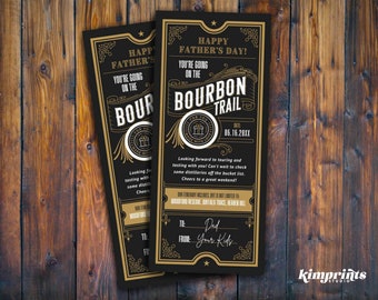 Bourbon Trail Ticket Template, Surprise Fathers Day Bourbon Tasting Gift Certificate, Kentucky Bourbon Trail Printable Voucher, Self-Edit
